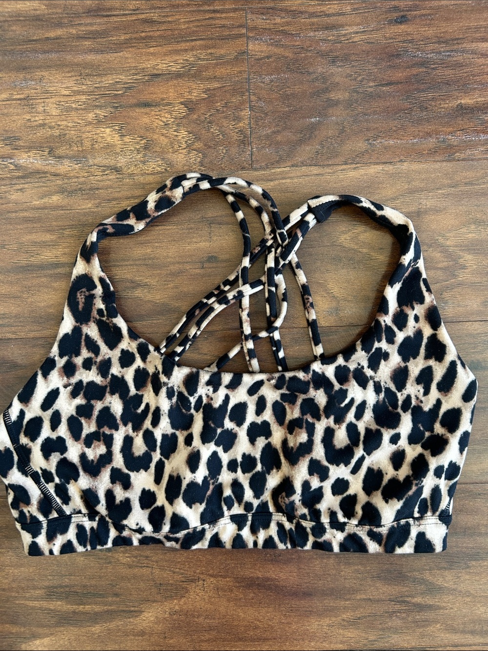 Victoria's Secret Leopard Strappy Sports Bra - Beige & Black